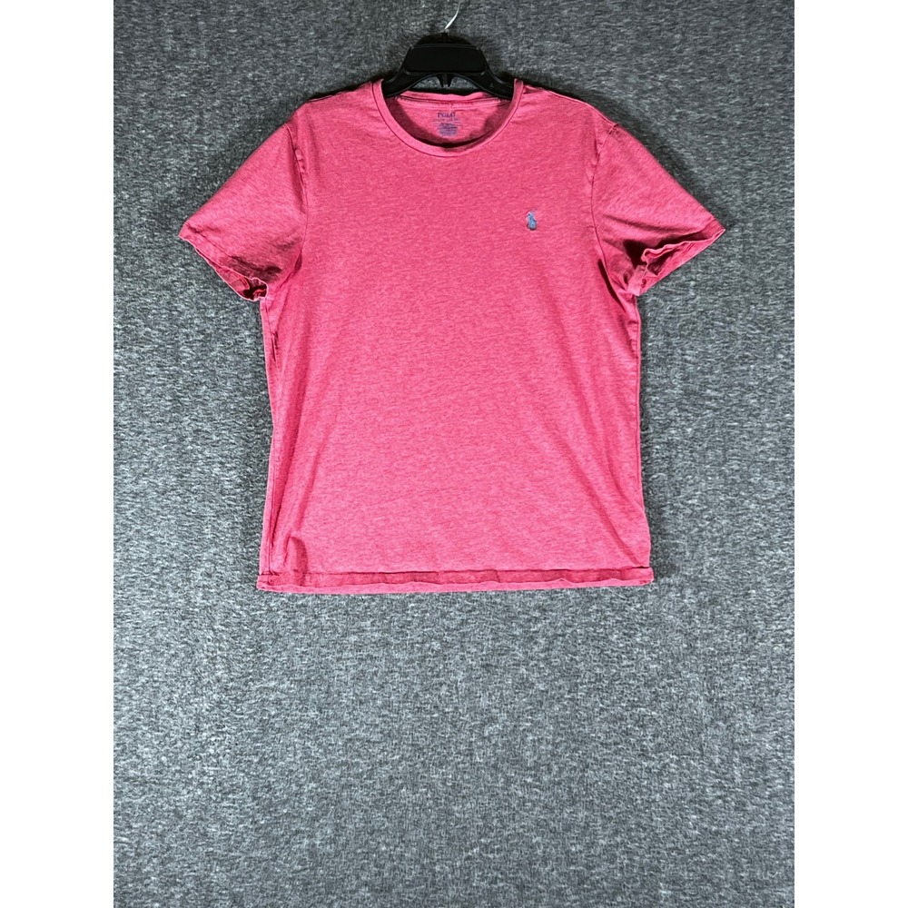 Polo Ralph Lauren Mens Custom Slim Fit T-Shirt Heathered Red Pink Cotton Large